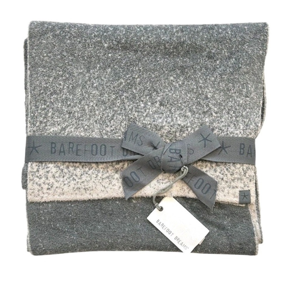 NEW Barefoot Dreams Cozychic Lite Confetti Scarf OS Smokey green fog gray Gift